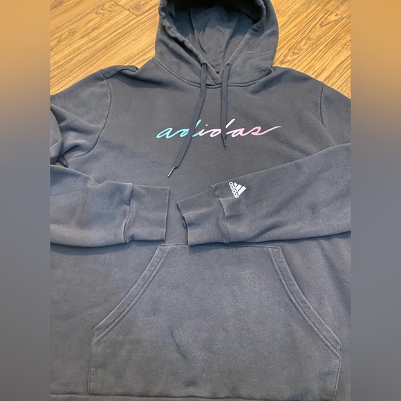 Woman’s Adidas Linear Script Hoodie Size Large - Picture 4 of 7